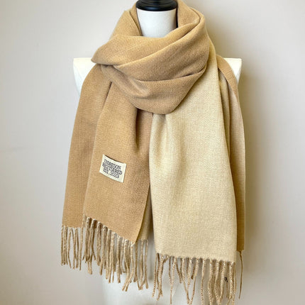 Double-Sided Two-Color Tassel Scarf