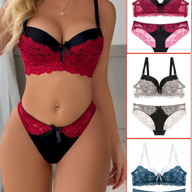 3 Sets Color Block Lace Lingerie