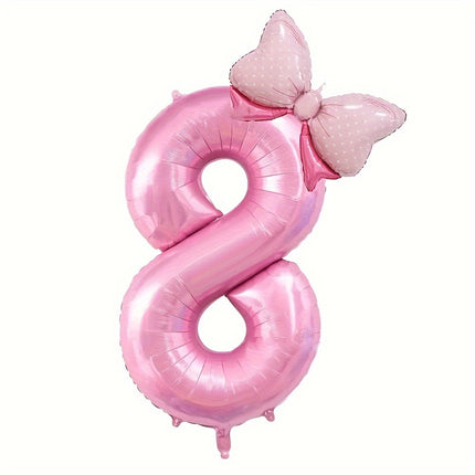 Pink Number Balloon with Adorable Bow