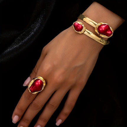 Vintage Faux Pearl Bracelet & Ring Set