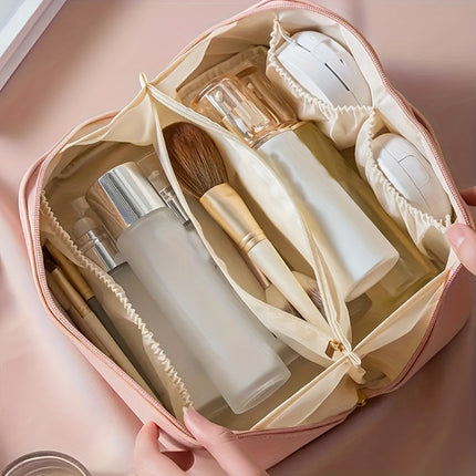 Double-Layer Travel Makeup Organizer – Sleek & Spacious - Monti Bargains
