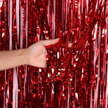 1pc, Golden Green Silvery Champagne Red Rain Streamer Backdrop