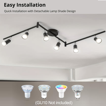 Modern Ceiling Spotlight – 6x6W Adjustable LED Bulbs