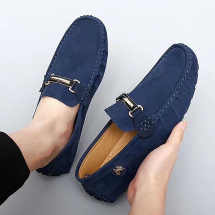 Men's Moccasin Loafers with Metallic Decor