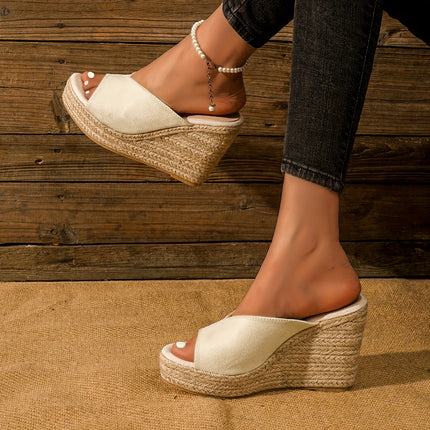 Elegant Solid Color Wedge Sandals