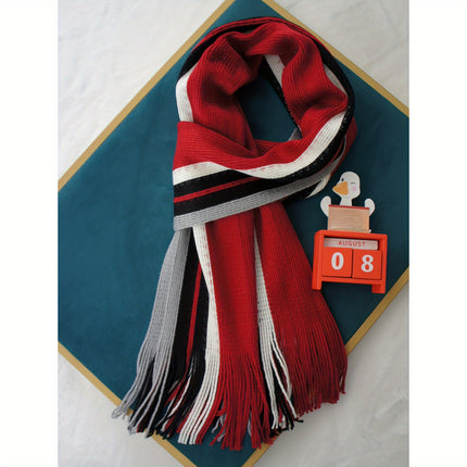 Men’s Striped Tassel Acrylic Scarf