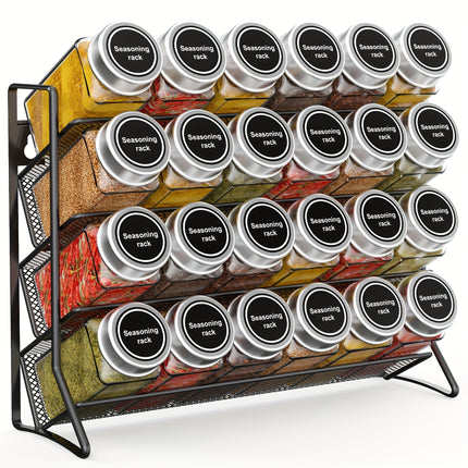4-Tier Metal Spice Rack Organizer - Stylish Kitchen Storage