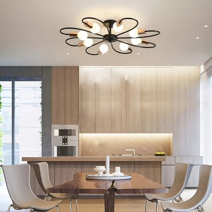Modern Black & Gold Sputnik Chandelier - Industrial Pendant Light