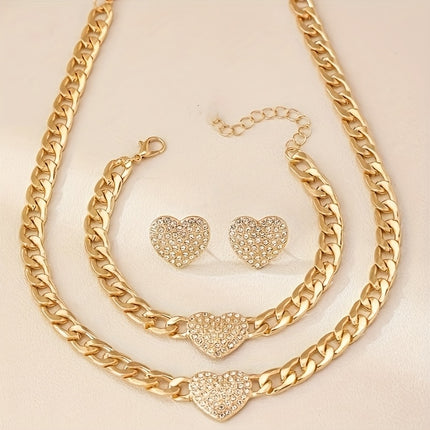 Chic Heart-Shaped Bling Set
