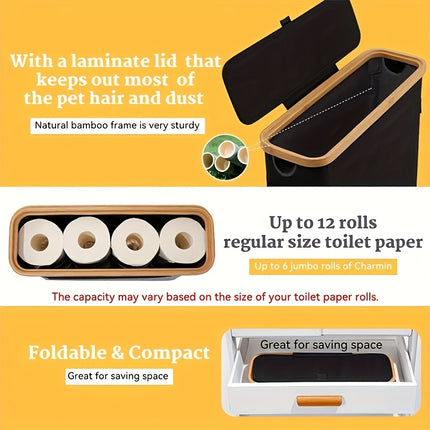 Bamboo Toilet Paper Holder with Lid