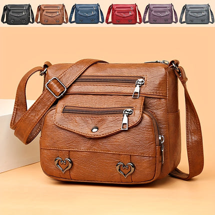 Retro Heart Decor Crossbody Bag