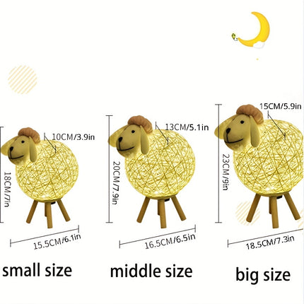 Handwoven LED Sheep Night Light - Dimmable with Remote Control