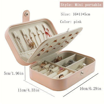 Double-Layer Faux Leather Jewelry Organizer