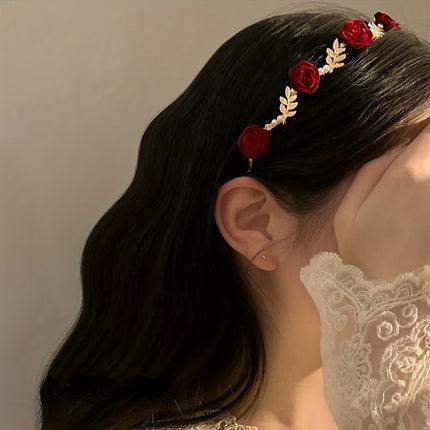 Rose Faux Pearl Hair Hoop