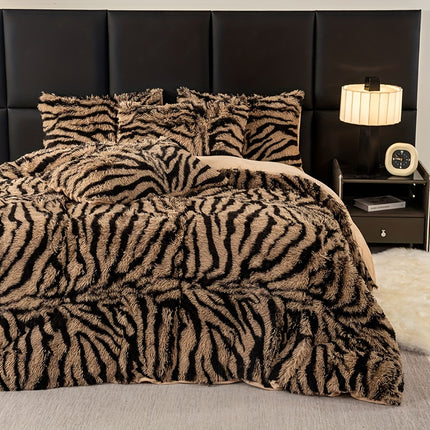 Plush Zebra Print Duvet Set