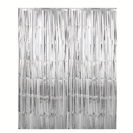 2 Packs Set of Foil Streamer Fringe Backdrop & Tinsel Metallic Decoration