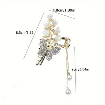 Elegant Butterfly & Lily Hair Claw Clip