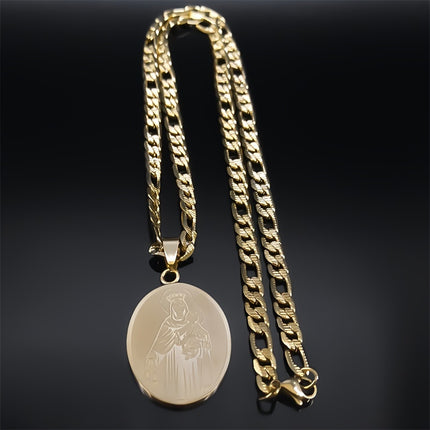 V18K Gold Plated Virgin Mary Pendant Necklace