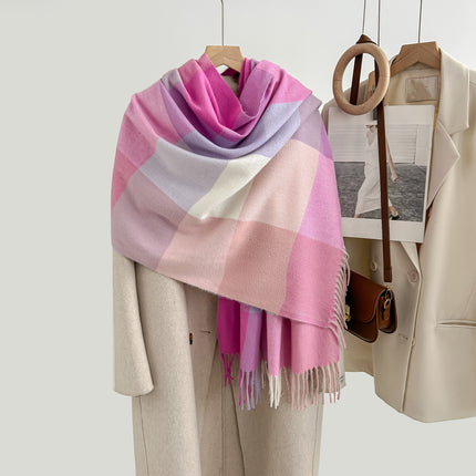 Cozy Plaid Tassel Cashmere Scarf