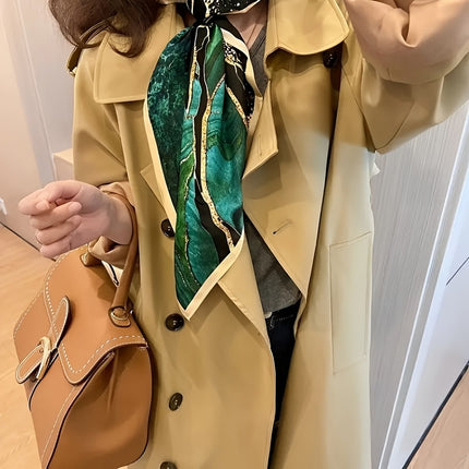 Elegant Green Print Square Scarf