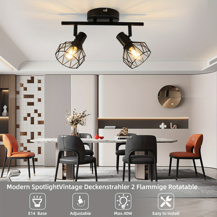 LED Ceiling Spotlight - Swivels 350°, Black E14 Spot Lamp