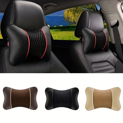 Faux Leather Knitted Car Headrest Pillow for Neck Support