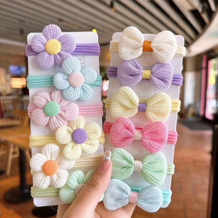 12PCS Sweet Flower Bow Hair Ties
