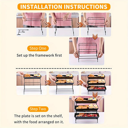 3-Tier Serving Tray Set with Tongs, Small Plates, and Forks