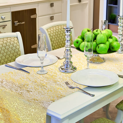 Elegant Golden Foil Mesh Table Runner