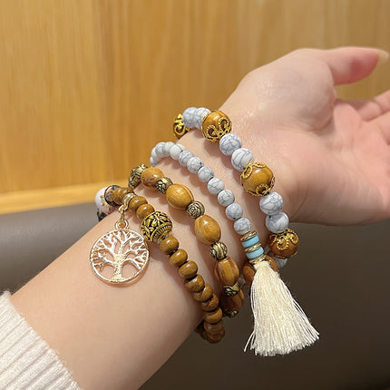4pcs Tree of Life Beaded Bracelet Set