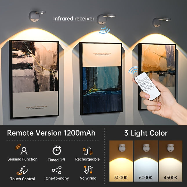 Rechargeable LED Wall Light - Remote Control, No Installation