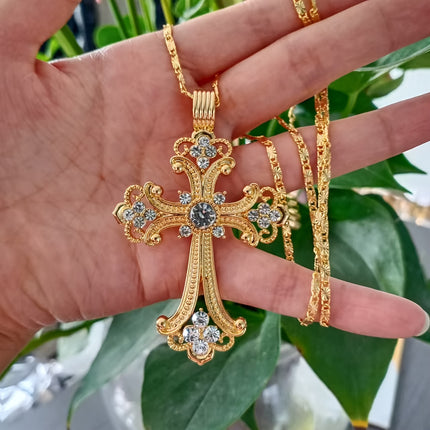 Elegant Golden Cross Pendant Necklace