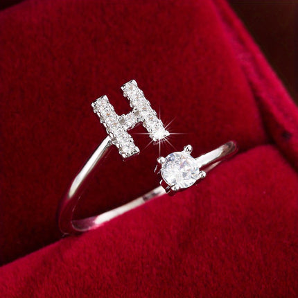 Adjustable Letter Zirconia Copper Ring