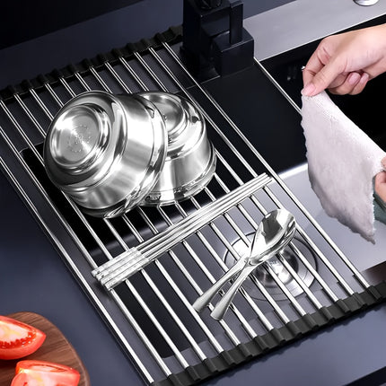 WONGIRL Stainless Steel Roll-Up Dish Drying Rack - Foldable