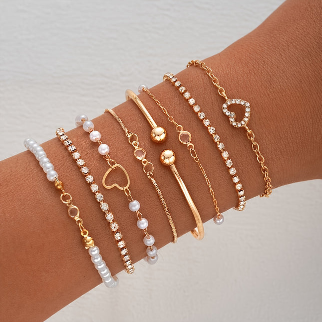 8pcs Love Heart Bangle Set