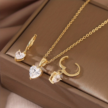 Luxurious Sparkling Heart Jewelry Set