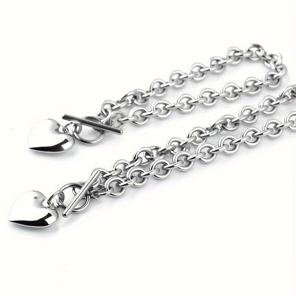 Elegant Heart Pendant Set