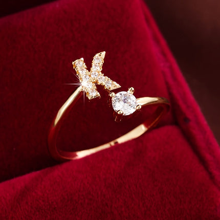 Adjustable Letter Zirconia Copper Ring