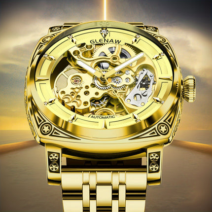 Golden Skeleton Automatic Wristwatch