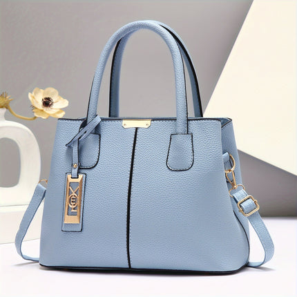 Large Gray PU Tote Bag