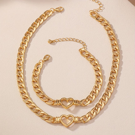 Golden-Tone Heart Choker Set