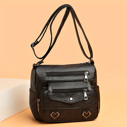 Retro Heart Decor Crossbody Bag