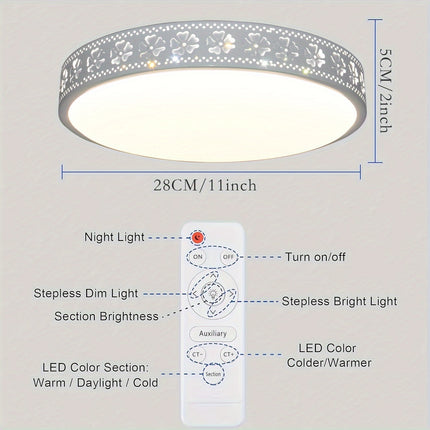 LED Dimmable Ceiling Light – Remote Control, Color Adjustable