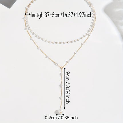 Vintage Double-Layer Pearl Tassel Necklace - Monti Bargains