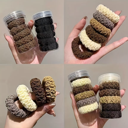 6pcs Cozy Knit Hair Ties – Stretchy, Non-Slip Ponytail Holders