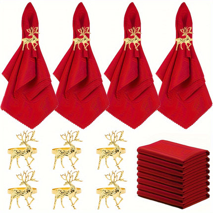 12pcs Christmas Napkin & Ring Set