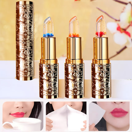 3pcs Flower-Shaped Crystal Gel Lipstick Set – Color Changing