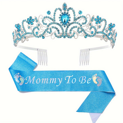 Elegant Mom-to-Be Crown & Sash Set – Celebrate in Style!