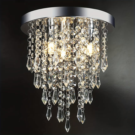 Mini Crystal Flushmount Chandelier - Elegant Chrome Ceiling Light