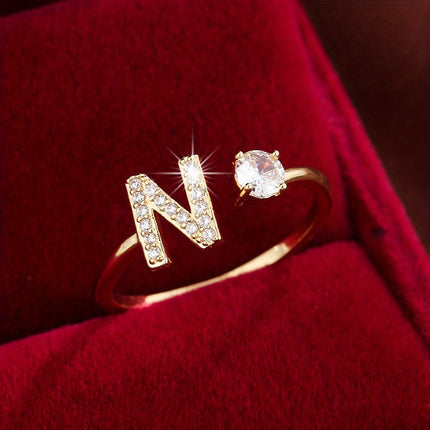 Adjustable Letter Zirconia Copper Ring